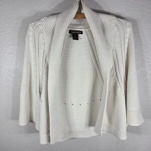 A. Giannetti Knit Open Front Sweater Cardigan Size S White Flared Sleeves
